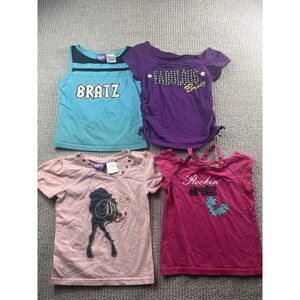 Vintage Y2K Bratz Dolls Pink Kids Girls Size 7/8 Shirts Lot Of (4) Tops
